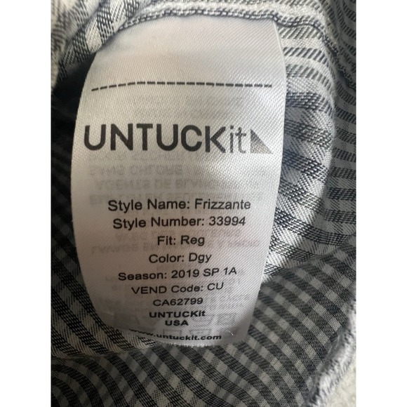UNTUCKit Men's Frizzante Button Down Shirt Gray‎ Green Black Checkered Size 3XL - Picture 7 of 11
